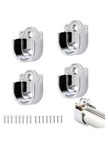Stainless Steel Closet Pole Sockets, Closet Rod End Supports, Heavy Duty Stainless Steel Closet Rod Brackets, Flange Set Rod Holder with Screws for Easy Installation and Quick Removal (4 Pack, 25mm)