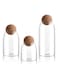 3-Piece Glass Food Storage Jar With Round Ball Cork Lid Clear 1200ml