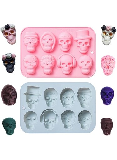 Orapink Skull Mould,8-Cavity Silicone Skull Shaped Mould for DIY Ice Cube,Chocolate,Cake,Jelly,Soap