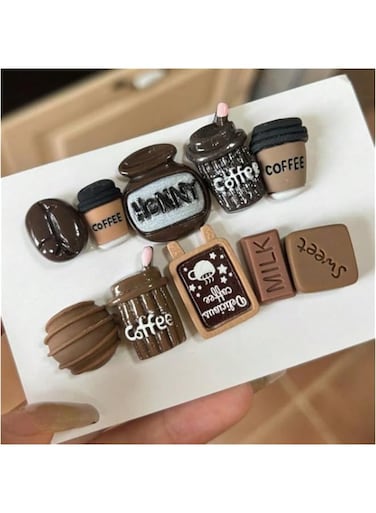 Cute Food Shaped Fridge Magnets, Set of 10, Home Decor, Gift (10, Coffe &amp; Chocolates)