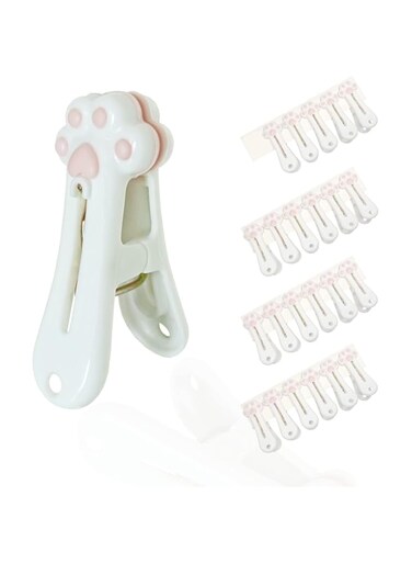 Plastic Clothes Pegs, 24 Pcs Traceless Clothes Pegs, Bag Clips, Food Package Clip, with Cute Cat Claw Pattern