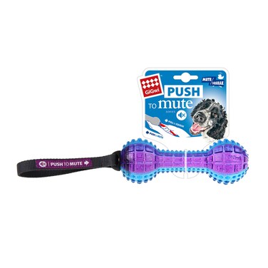 GiGwi Dumbell &lsquo;Push To Mute&rsquo; Transparent - Purple / Blue
