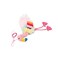 Finger ring bird Blue &amp; Pink with Crinkle Paper and Bell inside
