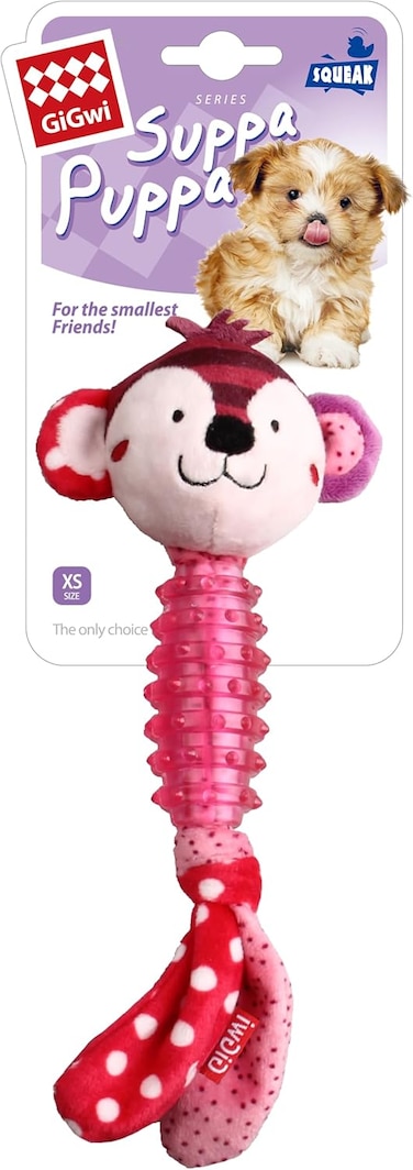 GiGwi Suppa Puppa Monkey with Squeaker inside &ndash; Plush/TPR (Small)