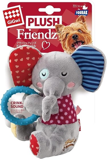 Elephant Plush Friendz With Squeaker and Tpr Ring