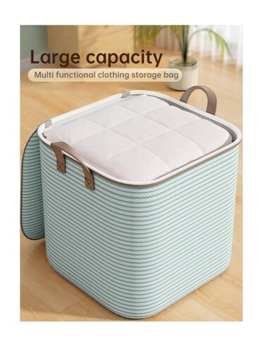 2 Packs Heavy Duty Extra Large Clothes Storage, Foldable Blanket Clothing Storage Bags with Lids and Reinforced Handle, Space Saving Moving Bags Heavy Duty