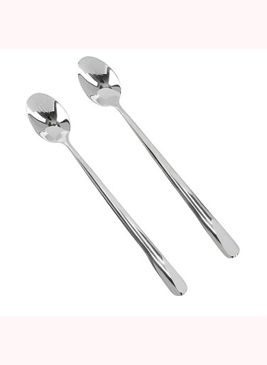 RF8667 Stainless Steel Ice Cream Spoon - Set 2 Pcs   Dishwasher Safe   ideal for Ice Cream Spoons, Lemonade Iced Tea, Ice Coffee, Milkshakes Silver standard