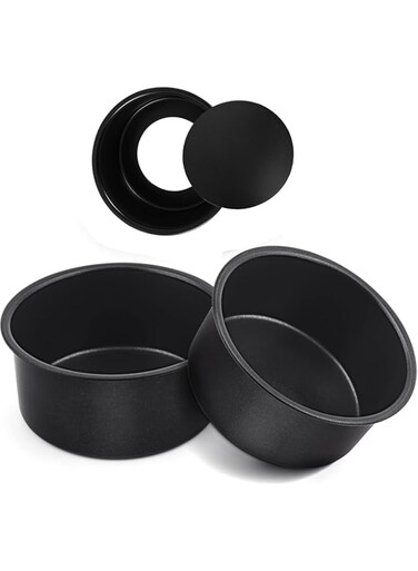 4 Inch Cake Pan Set of 3, Mini Cake Pans, Cake Tins For Making Layered Cakes Deep Dish Pizza Quiches, Removable Bottom For Easy Quick Release, For Birthdays, Wedding and Home Party