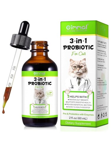 Probiotic for Cats, Natural 3in 1 Cat Probiotic Drops Digestive Support Help Gut Health, Itchy Skin, Allergies, Immunity, Digestive Enzyme, Liquid Probiotics Supplements Everyday for Cats