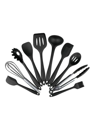 Silicone Kitchen Utensils Set Black 31.5x11.2cm