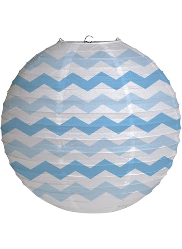 Creative Converting Two Tone Chevron Lanterns, Length 12-Inch Size, Pastel Blue