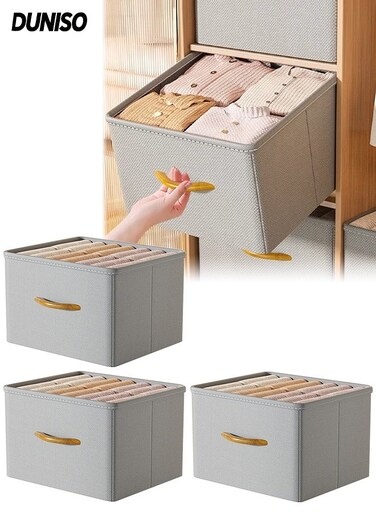 Set of 3 Home Collapsible Fabric Storage Cubes&iuml;&frac14;&OElig; Foldable Organizer with Handles&iuml;&frac14;&OElig;Storage Bins for Shelf, Home and Office&iuml;&frac14;&OElig;40 x 30x 20 centimeters, Grey