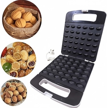 36 PCS Walnut Cookie Maker,1400W Double Side Heating, Non-Stick Electric Nut, Walnut, Cake &amp; Biscuits Maker, Mini Nut Breakfast Machine, Baking Tool for Home Kitchen