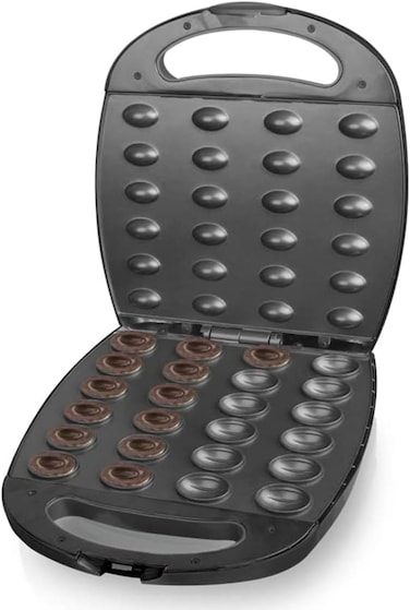 24 PCS Walnut Cookie Maker,1400W Double Side Heating, Non-Stick Electric Nut, Walnut, Cake &amp; Biscuits Maker, Mini Nut Breakfast Machine, Baking Tool for Home Kitchen" Black