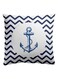 Wind Ship Anchor Stripe Printing Pillow Cover cotton Blue/White 45 x 45cm