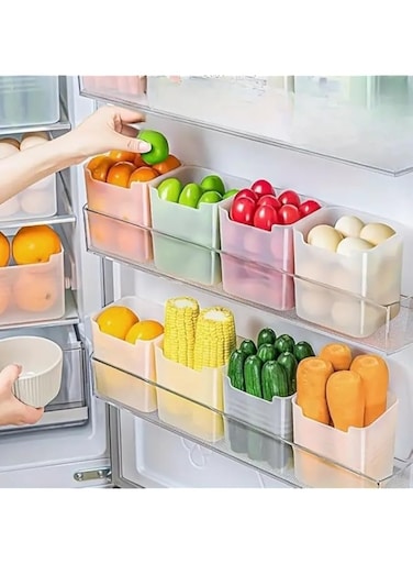 6pcs, Refrigerator Organizer Bins, Clear Plastic Storage Containers, Stackable Fridge Organizers, For Fruits, Vegetables, Food, Kitchen Space Saving