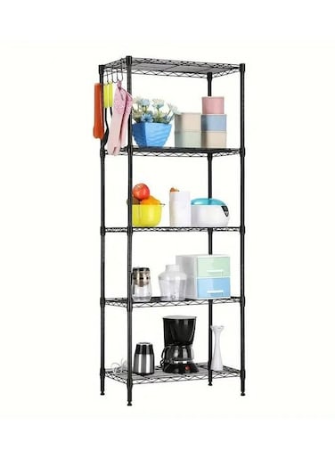 5-Tier Wire Storage Shelving Rack Heavy Duty Metal Organizer with Leveling Feet Adjustable Shelves for Home, Bathroom, Kitchen, Office, Garage Storage 150 x 55 x 30cm