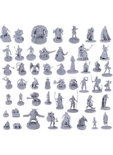 Path Gaming 50 Unique Miniatures Fantasy Tabletop RPG Figures for Dungeons and Dragons, Pathfinder Roleplaying Games. 28MM Scaled Miniatures, 50 Unique Designs, Bulk Unpainted, Great for D&amp;D/DND