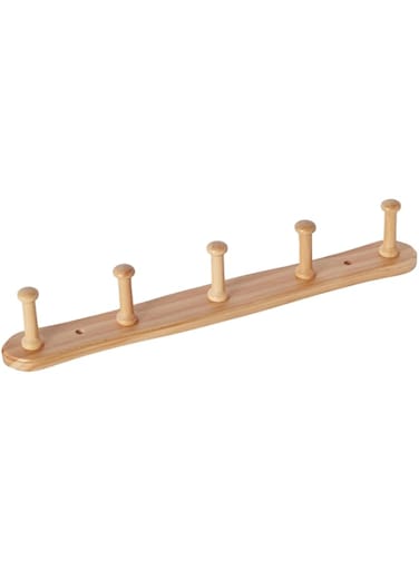 HomeBox Natura Wooden 5-Peg Wall Mounted Hook Rack