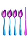 Spoons &amp; Grapefruit Knife, Stainless Steel Grapefruit Utensil Set, Serrated Edge &amp; Thick Gauge Handle, Rainbow Kitchen Tool with Non-stick Plating for Kiwi, Dessert, Apple