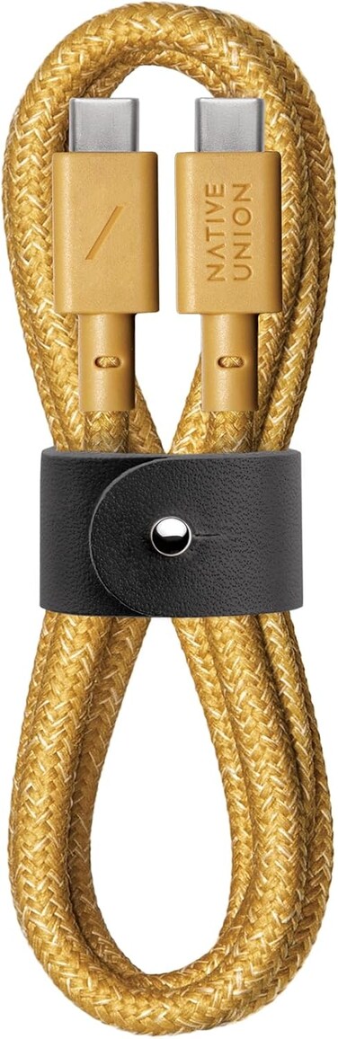 Native Union Type-C Belt Cable, USB-C To USB-C 4Ft Ultra-Strong Charging Cable Compatible With iPhone 15, 15 Plus, 15 Pro, 15 Pro Max, iPad Pro, iPad Air, Samsung S23, Flip 5, Fold 5 (Kraft)