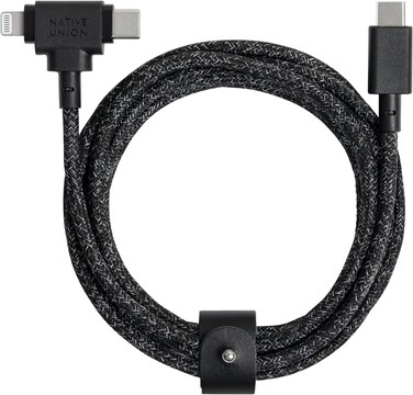 Native Union Belt Cable Duo 5Ft Ultra-Strong Braided Universal Charging Cable Made With Recycled Materials 2-In-1 Multi-Device MFI Certified Connectors For Lightning &amp; Type-C Devices (Cosmos)