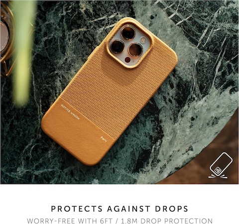 Native Union (RE) Classic Leather Case With MagSafe Compatible With iPhone 15 Pro 2023 6.1&quot;, 6-Ft Drop Protection, Made From Recycled Materials, Raised Edges, 1-Pc Construction, Kraft
