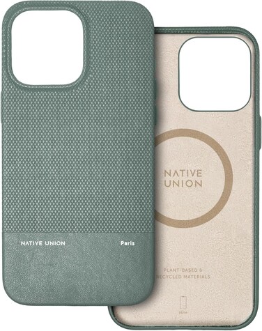 Native Union (RE) Classic Leather Case With Magsafe Compatible With iPhone 15 Pro Max 2023 6.7", 6-Ft Drop Protection, Raised Edges, 1-Pc Construction, Wireless Charging- Green