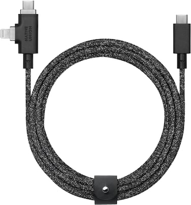 Native Union Belt Cable Duo Pro 240W - 8Ft Reinforced Braided Universal Pd3.1Charging Cable - Made With Recycled Materials - 2-In-1 MFI Certified Connectors For Lightning &amp; Type-C Devices (Cosmos)