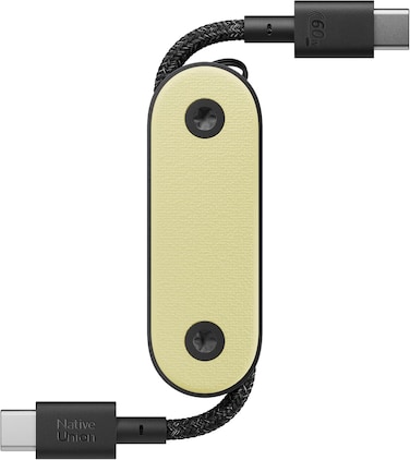 Native Union Pocket Cable 60W - Reinforced Braided USB-C To USB-C Portable Charging Cable - Compatible With iPhone 16, 16 Pro, 16 Pro Max, iPad Pro, iPad Air, Galaxy S24, Flip 6, Fold 6 (Lemon)