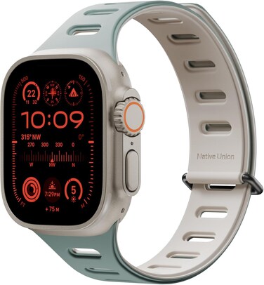 Native Union Active Band, Strap For Apple Watch 42/44/45/49mm, Magnetic, Reversible Dual Color Design, Formal Or Casual Use, For Apple Watch Ultra, SE, 9/8/7/6/5/4/3/2/1 - Green/Sandstone