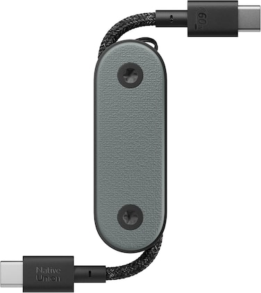 Native Union Pocket Cable 60W - Reinforced Braided USB-C To USB-C Portable Charging Cable - Compatible With iPhone 15, 15 Pro, 15 Pro Max, iPad Pro, iPad Air, Galaxy S24, Flip 5, Fold 5(Slate Green)