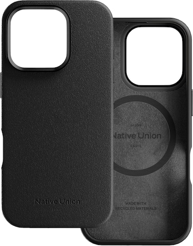 Native Union Active Case With MagSafe For Apple iPhone 16 Pro 6.3" 2024, 10-Ft Drop &amp; Scratch Protection, Leather-Like Finish, Recycled Materials, Raised Edges, Wireless Charging, Black