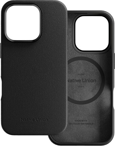 Native Union Active Case With MagSafe For Apple iPhone 16 Pro 6.3" 2024, 10-Ft Drop &amp; Scratch Protection, Leather-Like Finish, Recycled Materials, Raised Edges, Wireless Charging, Black