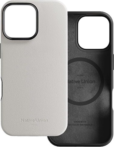 Native Union Active Case With MagSafe For Apple iPhone 16 Pro Max 6.9" 2024, 10-Ft Drop &amp; Scratch Protection, Leather-Like Finish, Recycled Materials, Raised Edges, Wireless Charging, Sand Stone