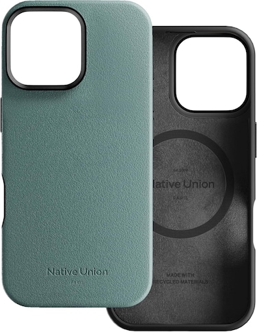 Native Union Active Case With MagSafe For Apple iPhone 16 Pro Max 6.9" 2024, 10-Ft Drop &amp; Scratch Protection, Leather-Like Finish, Recycled Materials, Raised Edges, Wireless Charging, Slate Green