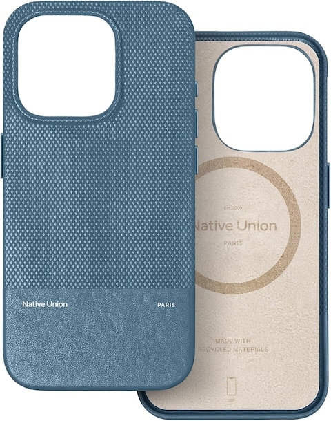 Native Union (RE) Classic Leather Case With MagSafe For Apple iPhone 16 Pro 6.3&quot; 2024, Italian Leather From Recycled Materials, 6-Ft Drop &amp; Scratch Protection, Raised Edges, Wireless Charging, Navy