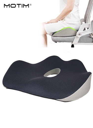 Memory Foam Seat Cushion for Lower Back, Orthopedic Chair Cushion with Non-Slip Bottom, Spine Support and Tailbone Pain Relief Pressure Relief for Car Seat, Office Chair, Airplane