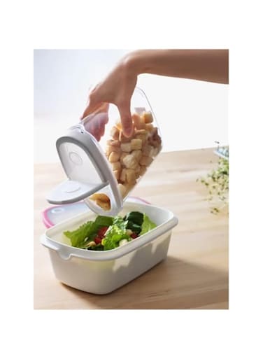 Dry food jar with lid, transparent/white1.3 l