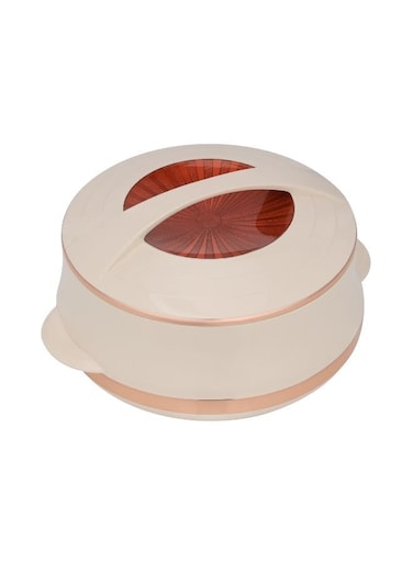 Elite Gold Insulated Casserole, Firm Twist Lock   1600ml Double Wall Insulated Serving Pot Beige 21.4x21.4x13cm