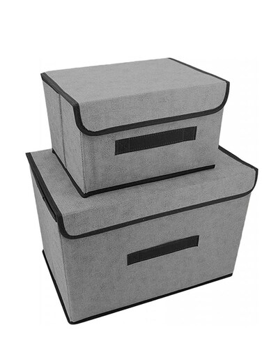2 Pack Foldable Storage Bags with cover, Space-saving Clothes Storage Bins Closet Garment Organizers Travel Underbed Storage Containers &iuml;&frac14;&circ;26*19*16+37.5*23*24&iuml;&frac14;&permil;cm