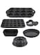 LIFE SMILE Baking Set Non Stick Marble Coating 6 Pieces - Bakeware Set Carbon Steel 100% PFOA FREE include Springform, Muffin Pan Set, bundt pans (Black)