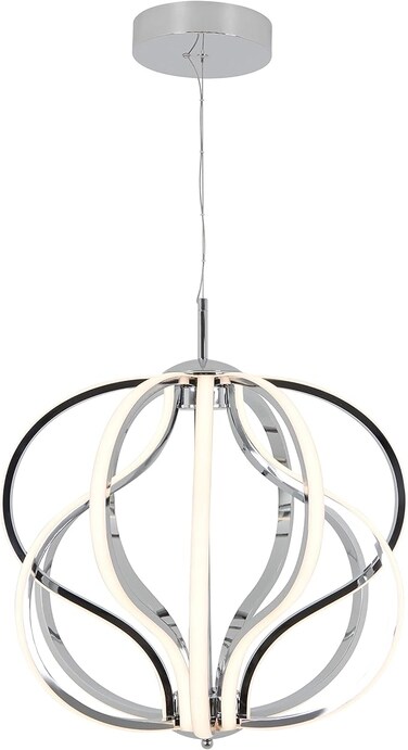 Artika Meridian 30W LED Modern Pendant Light Fixture, Chrome - Ideal For Dining Room, Kitchen Island Light, 2100 Lumens, 3000 Kelvin, No Bulb Required