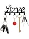 Modern Black Metal Wall-Mounted Key Holder - Easy Install, Artistic Love-Themed Storage Rack for Entryway &amp; Hallway Decor