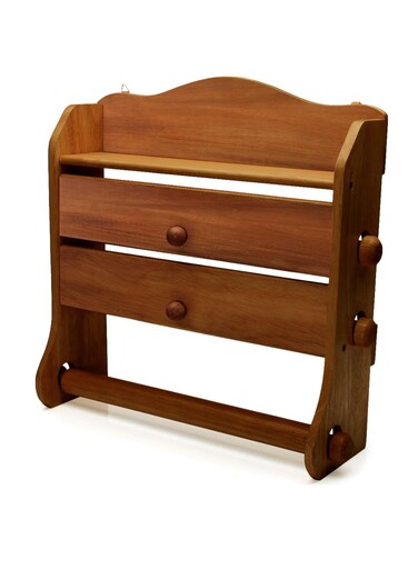 Acacia Wooden Wrap Dispenser Brown 12x37x38 centimeter