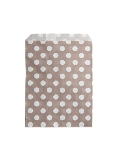 7 x 5 Inch Cookie Bags, 100 Biodegradable Paper Treat Bags - Use As Party Favors Or Candy Bags, Food Safe, Gray With Polka Dots Paper Food Bags For Baked Goods, For Buffets Or Parties