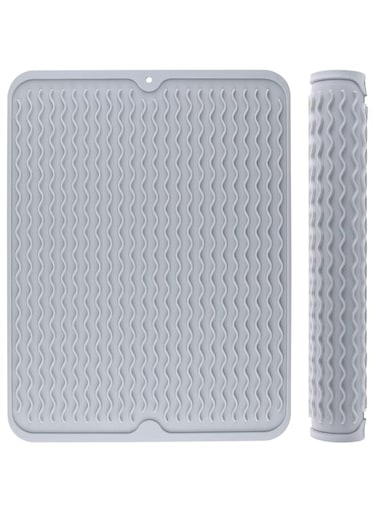 ALMEKAQUZ Silicon Dish Drying Mat, Heat Resistant Drying Mat for Kitchen Counter, Sink, Refrigerator or Drawer liner, Large Kitchen Drying Mat