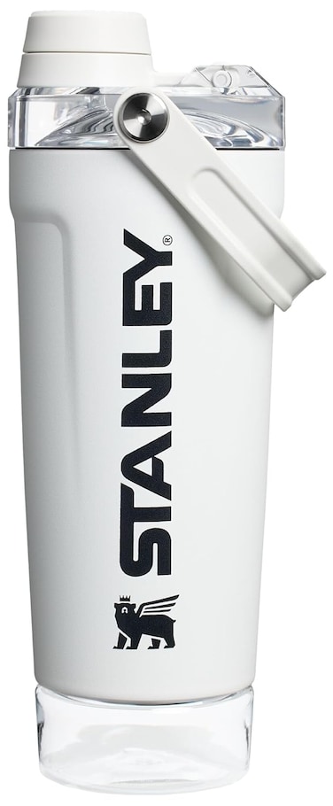 Stanley Activate Shaker Bottle 20 oz   Leakproof Insulated Stainless Steel Shaker Cup   Base Storage and Twist On Fast Flow Lid   Protein Shakes and Pre Workout Powder   BPA-Free   Chalk