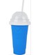 Squeeze Cup, Slushy Maker Cup with Straw, Frozen Magic Squeeze Cup Cooling Maker Pinch Ice Cup - Freeze Mug Milkshake Maker, Portable Double Layer Silica Cup Maker Smoothie Ice Cups (Blue)
