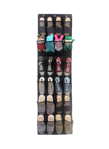 Pockets Door Hanging Shoe Organizer Black 30x4x20cm